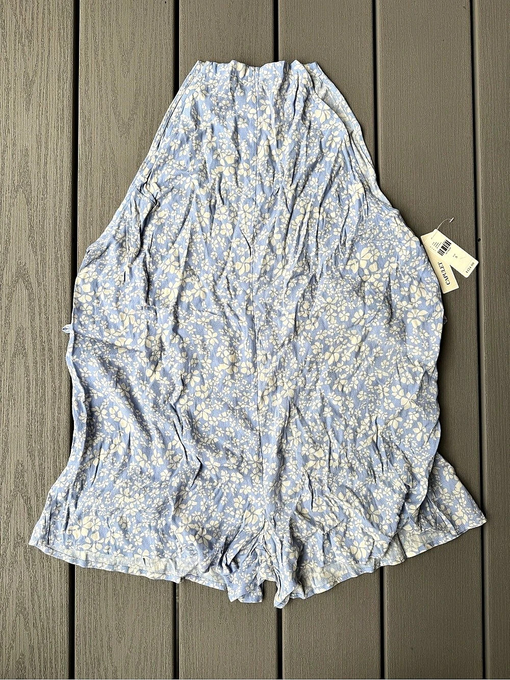Capulet Blue White Floral Halter Romper NWT Size S Missing Ties